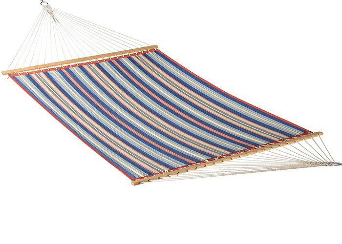 Oversized Portable Beach Quilted Fabric Hammock red blue stripe