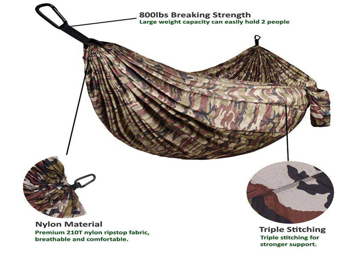 Portable Lightweight Double Camping Hammock , Camouflage Army Surplus Jungle Hammock Camo