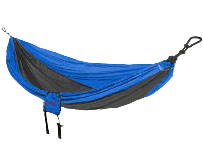 Lightweight Foldable Cool Parachute Nylon Travel Hammock 2 Person 210T Blue Charcoal