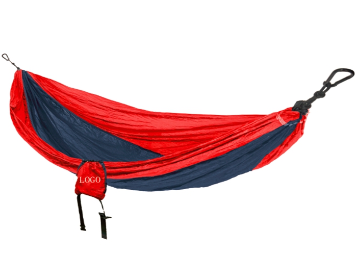 Outdoor Travel Double Parachute Nylon Hammock Double With Hanging Loop Straps Red Navy