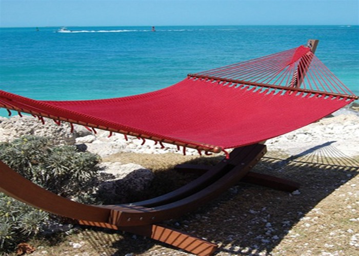 Red 12 Ft Double Rope Hammock Free Standing On Stand For Two People 140 X 216 Cm