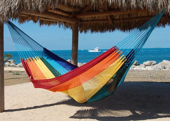 Multi Colored Rainbow Hanging Mayan Style Hammock Without Spreader Bar 320 Cm