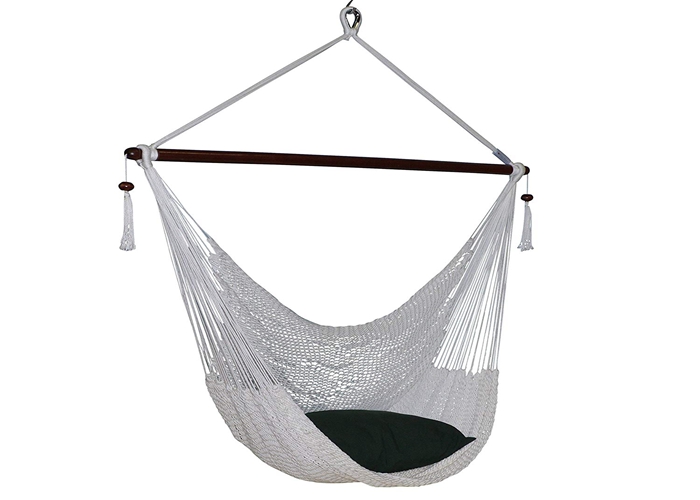 Weather Resistant Personal White Hammock Swing Chair Outdoor 47 Inches Wide