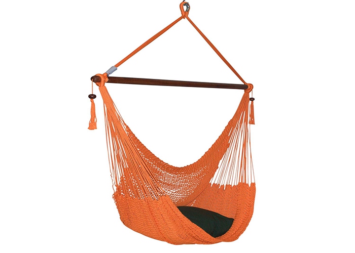 Comfortable Outdoor Large Caribbean Hammock Chair With Stand Fade Resistant Orange
