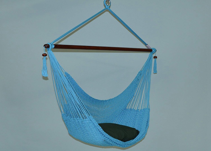 Comfortable Extra Large Outside Porch Caribbean Patio Hammock Chair For 2 Light Blue 47 Inches
